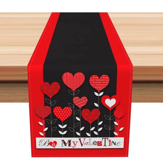 Aperturee Black Red Heart Balloon Be My Valentine Table Runner