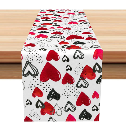 Aperturee Dense Hearts Romantic Valentines Day Table Runner