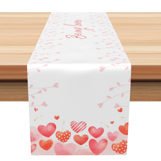 Aperturee White Red Hearts Romantic Be My Lover Table Runner