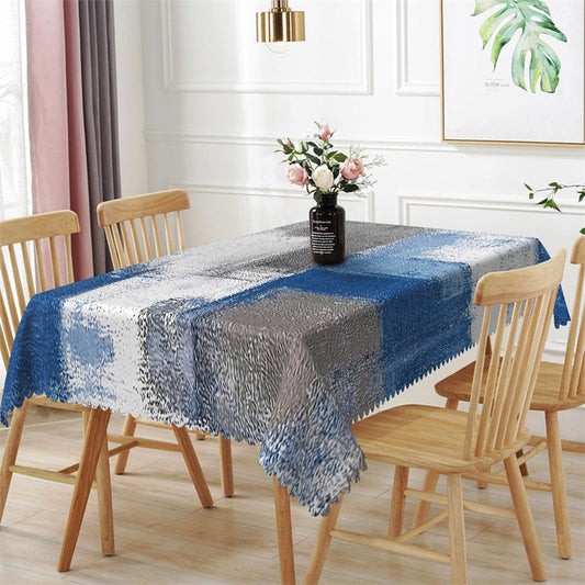 Blue Grey Distressed Style Rectangle Tablecloth