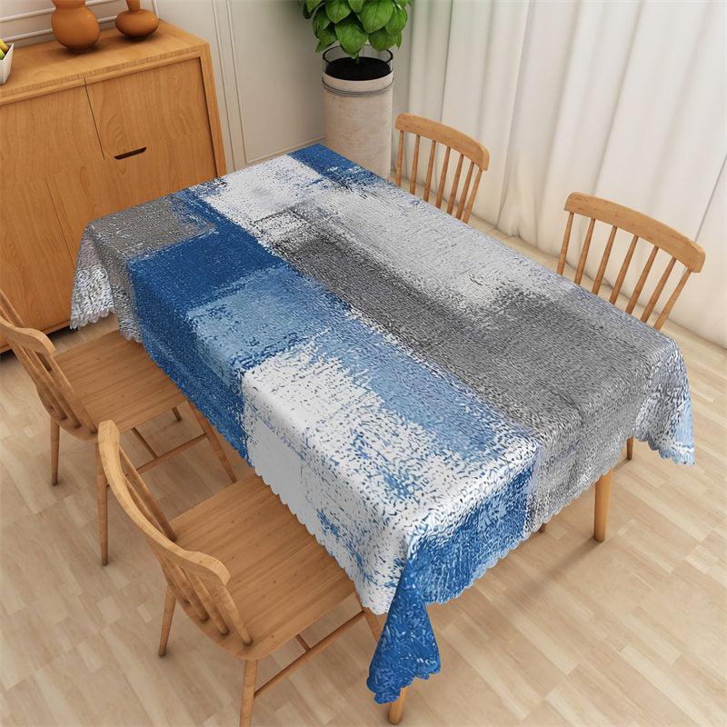 Blue Grey Distressed Style Rectangle Tablecloth