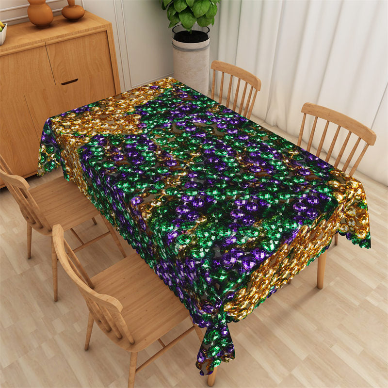 Green Purple Sparkle Light Ball Rectangle Tablecloth