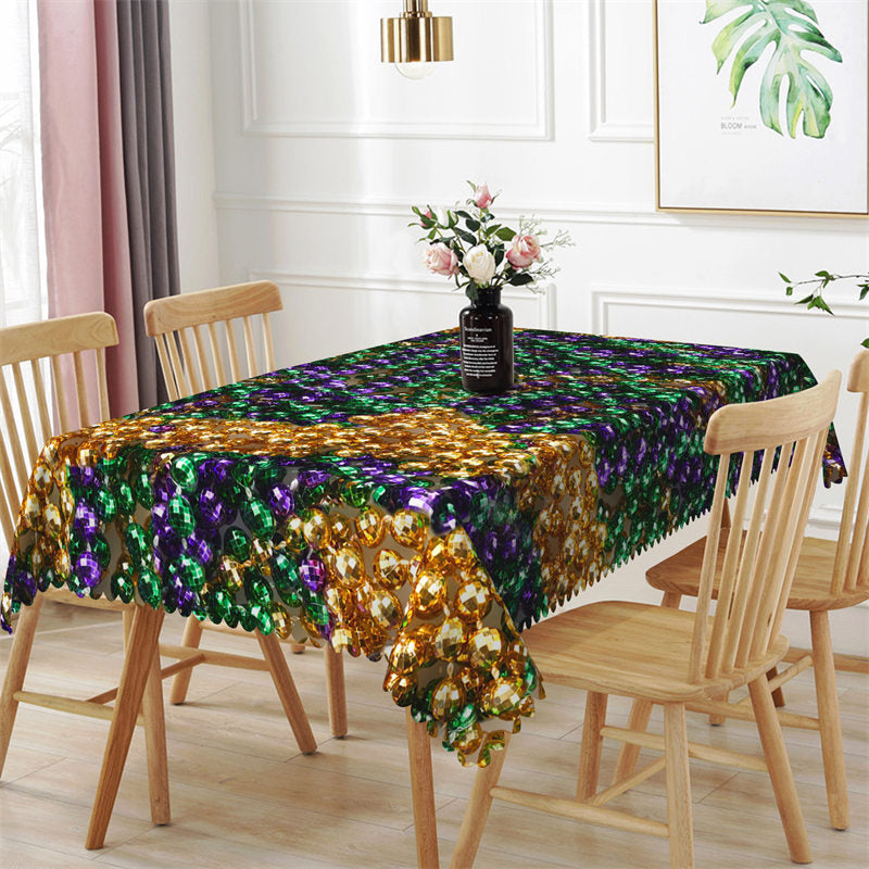 Green Purple Sparkle Light Ball Rectangle Tablecloth