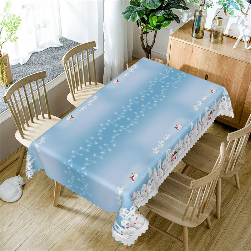 White Castle Snowman Christmas Rectangle Tablecloth